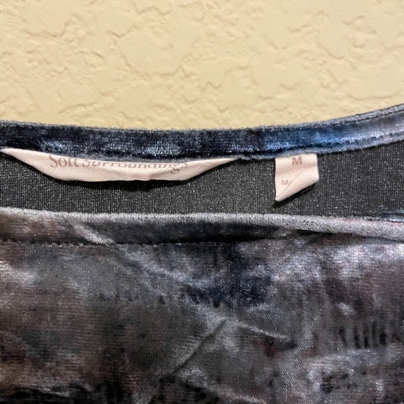 Soft Surroundings Velvet Abstract Watercolor 3/4 Pullover Top Womens Medium Boho - Picture 6 of 7